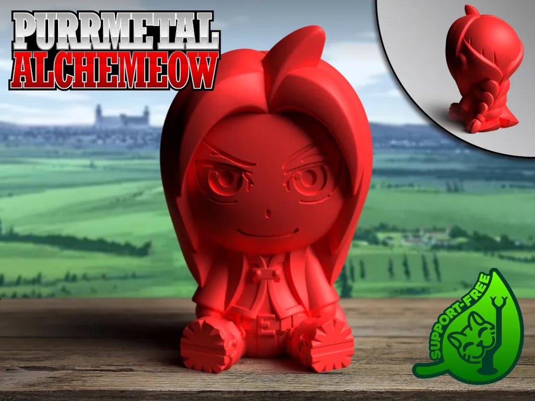 Chibi Edward Elric Full Metal Alchemist Anime Figure Gatto Purr Meow 3D ...