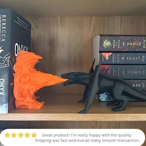 Feuer speiender Drache Buchstützen, Fantasy Bücherregal Dekor, Drachen Buchecke, Bücherwurm Geschenk, 3D Druck