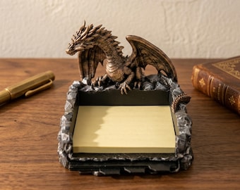 Dragon plaknotities, middeleeuwse fantasie kantoororganisatie, bureauhulpmiddeloplossing, overtrekken met plakbriefjes