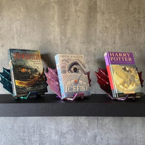 Dragon Wings Book Stand, Kindle and E-Reader Display, Fantasy Genre Bookshelf Decor