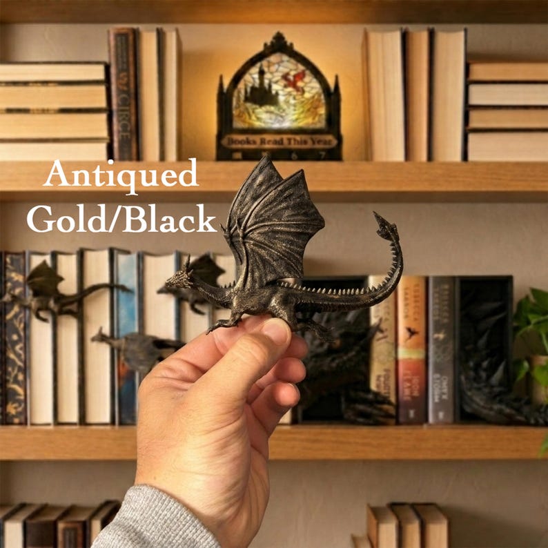 Dragon Bookshelf Decor | Flying Dragon Spine Hugger | Bookish Gift for Fantasy Fans | Fourth Wing image 5