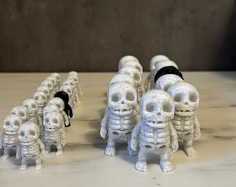 不気味なミニスケルトン - ハロウィーン装飾セット | 小さな関節式フィギュア | 楽しいおもちゃのミニチュア