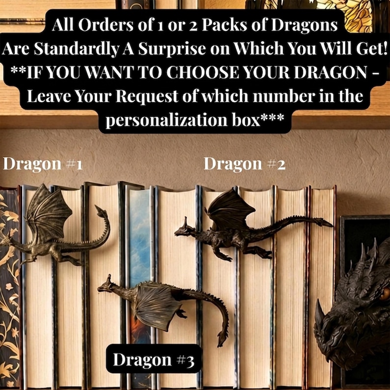 Dragon Bookshelf Decor | Flying Dragon Spine Hugger | Bookish Gift for Fantasy Fans | Fourth Wing image 2
