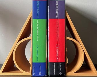 Boekensteunen tovenaarsymbool, woondecoratie, magisch cadeau, leesgrage cadeau, housewarming, boekenplankaccessoires