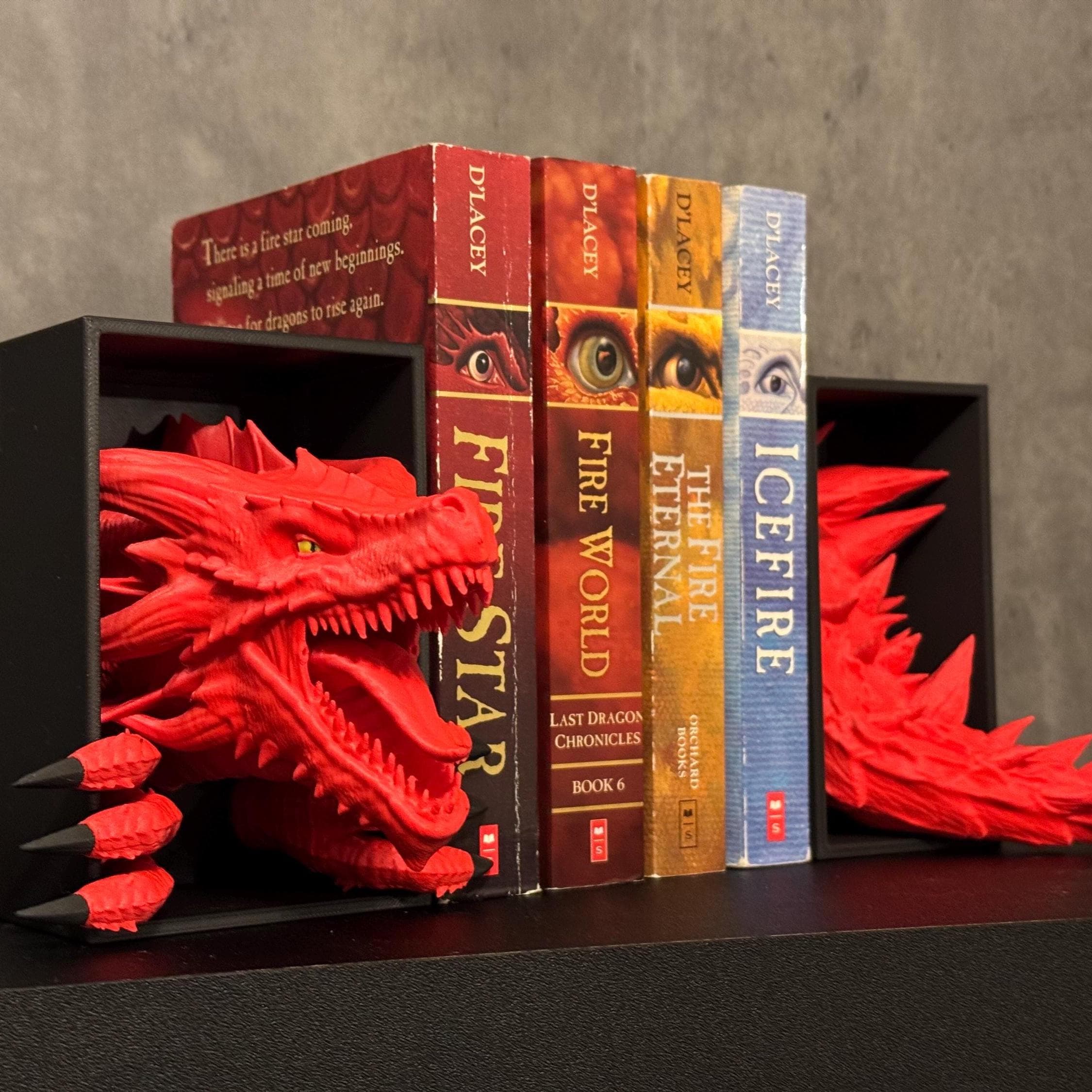 Dragon Awakening Book Nook, Dragon Tail, Bookshelf Decor, 3D Print, Bookish Gift, Fantasy Lovers, Dragon Bookends