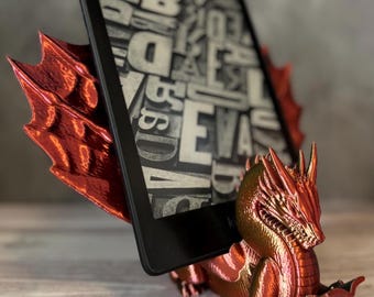 Soporte para Kindle con diseño de dragón impreso en 3D, decoración para amantes de los libros.