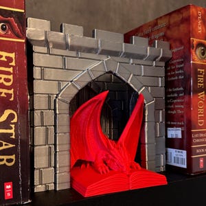 Schlafender Drache Buchecke: Fantasy Bücherregal Einlagen