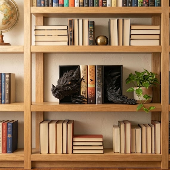Dragon Bookend | Fourth Wing Bookshelf Decor | Fantasy Book Nook Gift for Readers