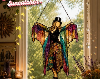 Witchy Nicks Suncatcher, Boho Witch Rock Fan Gift, Boho Decor Window Hanging