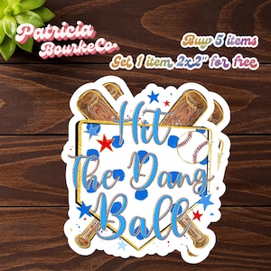 Hit The Dang Ball sticker/magneet, grappig honkbalsoftbal, sport moeder cadeau, motivatie honkbalspeler, sportafbeelding, teebal coach cadeau
