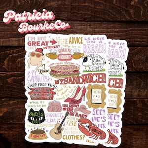 Friends Best Quotes Tv Show Sticker, Funny TV Show Collage Sticker, My Sandwich Moo Point Smelly Cat Turkey, 90s Sitcom Fan Gift Sticker