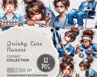 Quirky sjuksköterska Png Clipart, rolig sjuksköterska Clipart, nål Clipart, sjukhus Clipart, medicinsk Clipart, nyckfull tjej, skräpjournal, sublimering