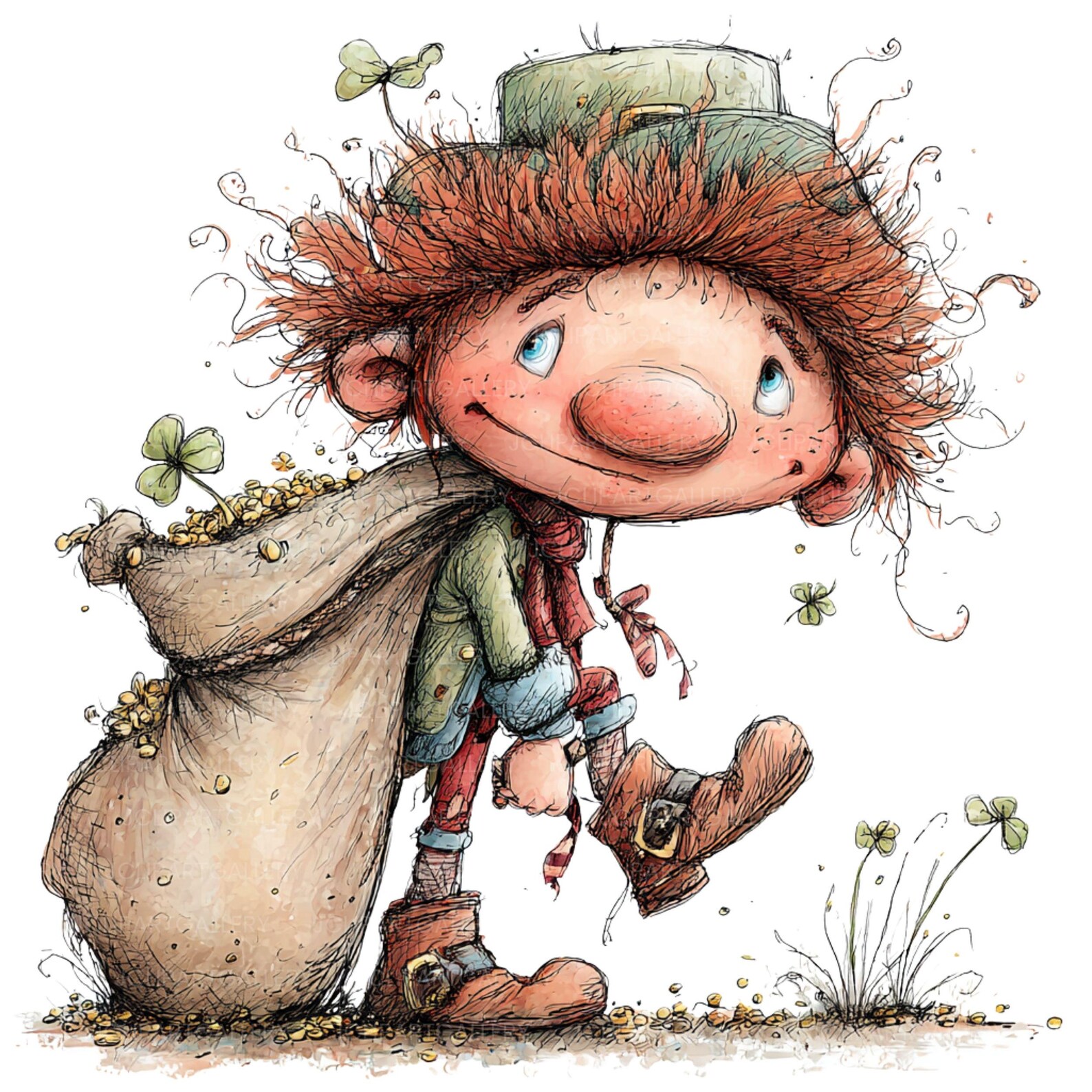 Whimsy Patrick Whimsical St Patrick Characters, Leprechaun Clipart Bundle, Shamrock ...