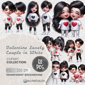 Cute Chibi Valentine Couples PNG Collections, Chibi Love Tails, Valentines Day Couple, Chibi Clipart, Love Clipart, Sublimation for Crafts