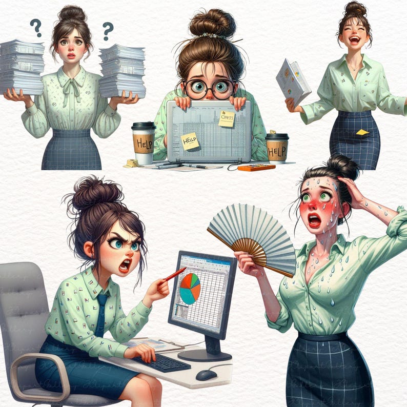 Office Lady Watercolor Clipart Bundle, Business Girl, Lady Boss Clipart ...