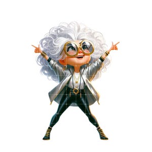 Fashionable Granny JPEG Clipart Bundle, Glamorous Senior Woman Cartoon ...