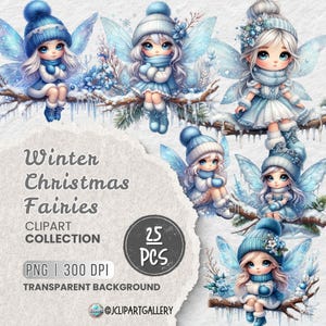 Weihnachtsfee PNG Clipart Bundle für DIY Handwerk Urlaub Dekor Fantasy Weihnachten PNG Bundle für Scrapbooking, Kartenherstellung und Printables