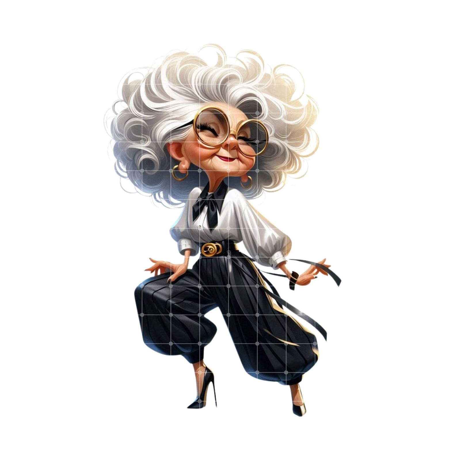 Fashionable Granny JPEG Clipart Bundle, Glamorous Senior Woman Cartoon ...