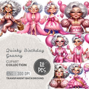 Verjaardag oude dame clipart png, oma verjaardag, gelukkige vrouw clipart, cartoon oma png, eigenzinnige oude dame clipart, oudere illustraties