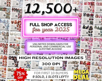 2025 Clipart för hela butiken, clipart-pass för all access, hela butiken, ultimat PNG-paket, kommersiellt bruk, licens ingår
