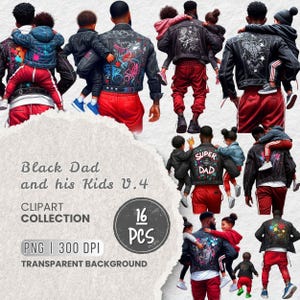 Black Dad and Kids Png Clipart, African American Father’s Day Clipart, Daddy & Children Hugging, Family Clipart, Dad Life, Crafts, Stickers