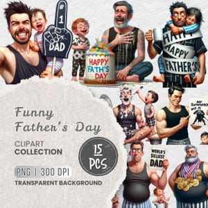 Clipart PNG engraçado do Dia dos Pais, Clipart de pai hilário, Clipart de família engraçado, Personagens de desenho animado do Dia dos Pais para cartões, Artesanato, Sublimação