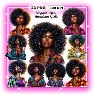 28 Beautiful Black Girl Png Bundle Black Girl With Afro Clipart Big Hair Afro Melanin Queen Black Girl Magic Sublimation Digital Download