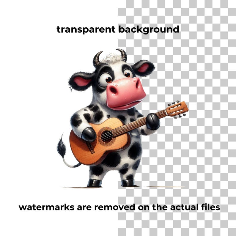 Funny Cute Cow PNG Clipart Bundle, Farm Cow Clipart, Watercolor Cows ...