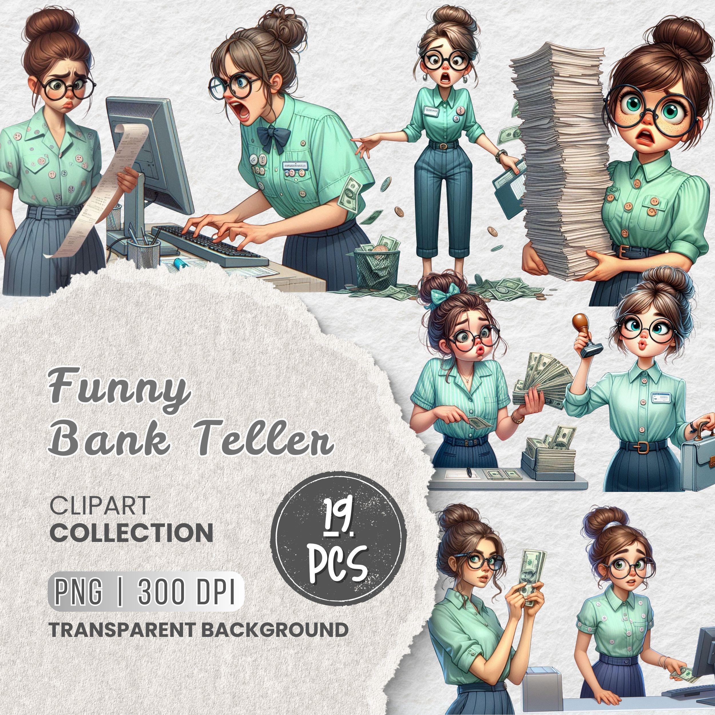 Funny Bank Teller Png Clipart, Quirky Office Woman PNG, Cashier Humor ...