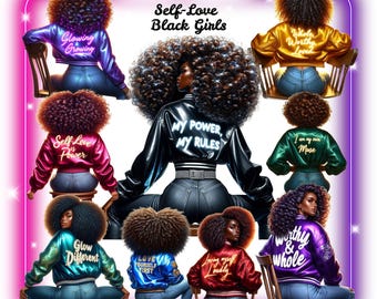 Black Girl Self Love Png, Love Yourself Clipart, Daily Affirmations Melanin Queen Black Girl Magic Sublimation Digital Download