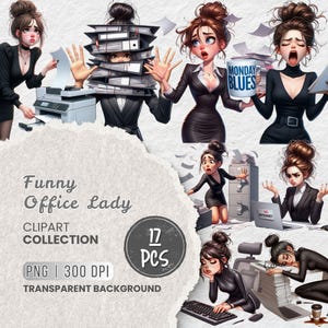 Office Girl Watercolor Clipart Bundle, Business Girl, Lady Boss Clipart Illustration, Quirky Girl Clipart, Card Making Woman, Sublimation