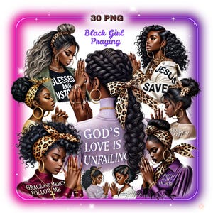 Praying Girl Png, Black Praying Woman PNG, Praying Clipart, Blessed Hands Clipart, African American Women Pray, Black Girl Clipart, Women