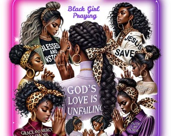 Praying Girl Png, Black Praying Woman PNG, Praying Clipart, Blessed Hands Clipart, African American Women Pray, Black Girl Clipart, Women