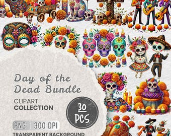 Day of the Dead Clipart, Day of the Dead PNG, Día de Los Muertos, Sugar Skull Clipart, Catrina Figures Clipart, Mexican Culture, Sublimation