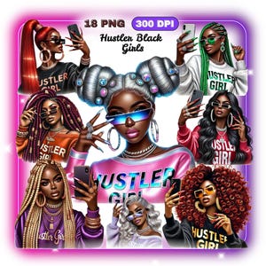 Hustle Black Girl Clipart, Black Girl With Money PNG, Afro Girl, Selfie Black Girl, Black Girl Magic, Hustle Woman Png, Sublimation design
