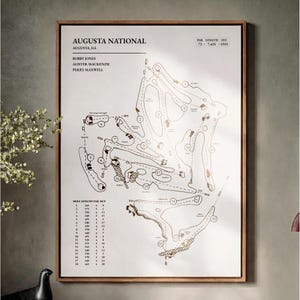 Stampa artistica del campo da golf Augusta National / Design minimalista (download digitale)