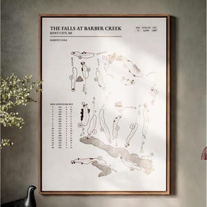 The Falls at Barber Creek | Minimalist Print | Course Layout | Office Decor | Michigan Golf