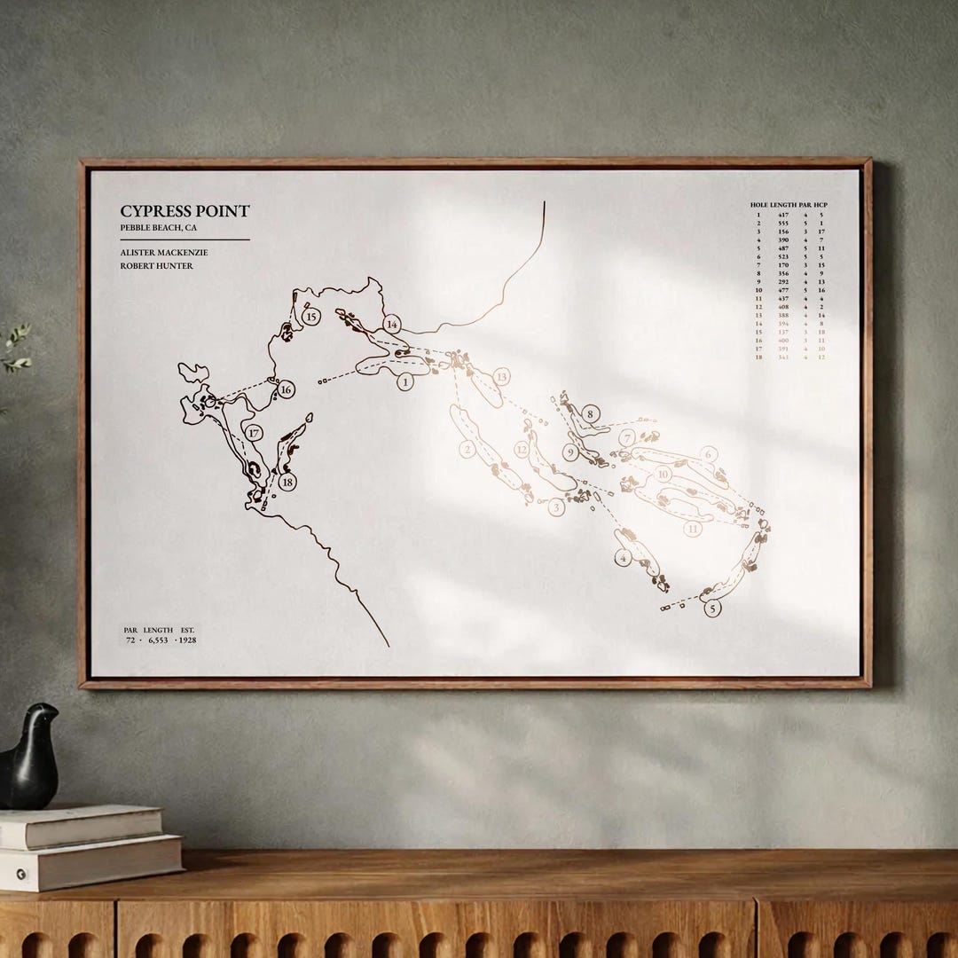 Cypress Point Golf Course Map Art | Minimalist Golf Print | California ...