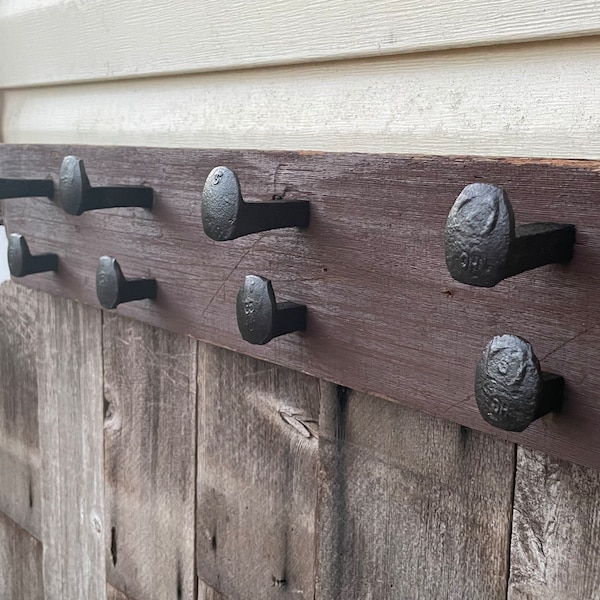 Rustic Railway Spike Coat/Hat Rack Hand Made one-of-one With Genuine Reclaimed Barn Wood