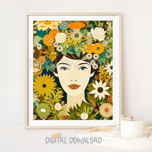 Blumen-Mädchen-Kunst l Blumen-Wand-Kunst l Digitaler Download l Druckbares Kunstwerk l Geschenke für Mädchen I Mädchen-Raum-Dekor I Blumen-Mädchen-Druck