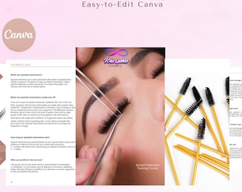 Eyelash Extensions Training Guide -Editable Canva Manual -Lash Training Manual -Eyelash Tech -Lash Artist Beginner&#39;s Guide -Instant Download