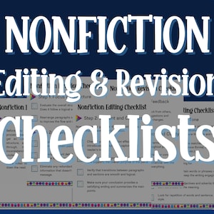 Editing and Revision, Nonfiction Writing Planner, Writer’s Organizer, Self-Publishing Planner, Writing Printable, Writing Productivity Tools