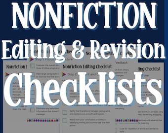 Editing and Revision, Nonfiction Writing Planner, Writer’s Organizer, Self-Publishing Planner, Writing Printable, Writing Productivity Tools