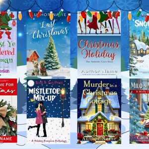 May include: A collage of book covers featuring a winter holiday theme. The covers feature illustrations of snow, Christmas trees, houses, and people. The titles include "God Rest Ye Murdered Gentleman", "Last Christmas", "Christmas Holiday", "Snowed In", "I'll Be Home For Christmas", "Mistletoe Mix-Up", "Murder in a Christmas Cottage", and "Milo & Mistletoe".