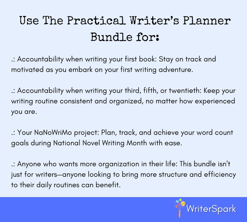 Writing Productivity, Writing Planner, Author Planner, Novel Writing ...
