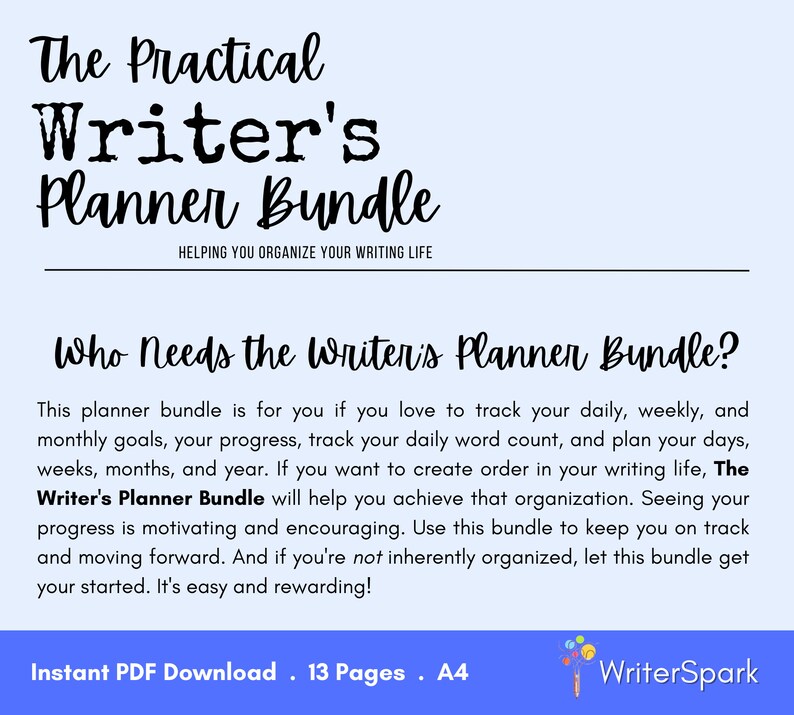 Writing Productivity, Writing Planner, Author Planner, Novel Writing ...