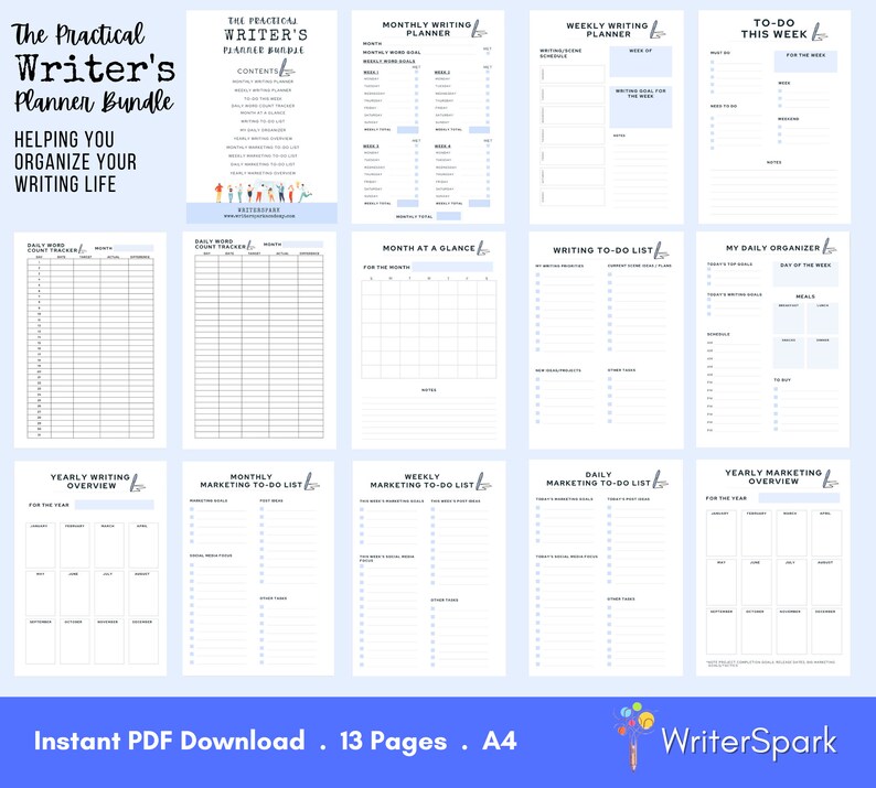Writing Productivity, Writing Planner, Author Planner, Novel Writing ...