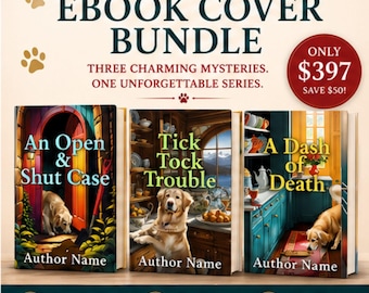 Premade Cozy Mystery Book Cover Bundle, Pet Mystery Covers, Golden Retriever Mystery Covers, Matching Series, eBook Covers Indie Authors
