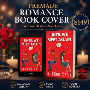 May include: A digital e-reader and a physical book featuring a red cover titled Until We Meet Again. The cover art depicts a person sitting on a chair reading a letter, with a second person sitting on a chair nearby, and an envelope icon above.