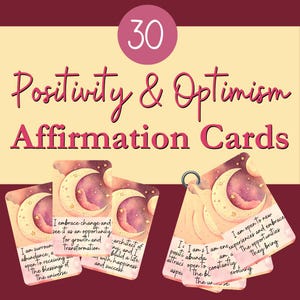 Cartas de afirmación positiva / Baraja de inspiración / Positividad diaria / Afirmación de amor propio / Cartas de motivación / Cartas de pensamiento / Baraja de bienestar